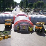 The view of a set up and fully equipped mobile hospital